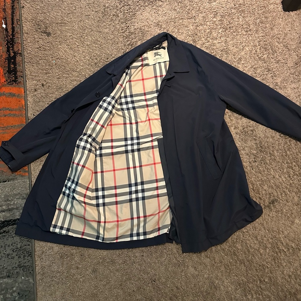 Burberry Dark Blue Trench Coat with Check Lining